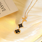 ¡®Lumi¡¯STAR AND SUN ONYX PINK GOLD NECKLACE