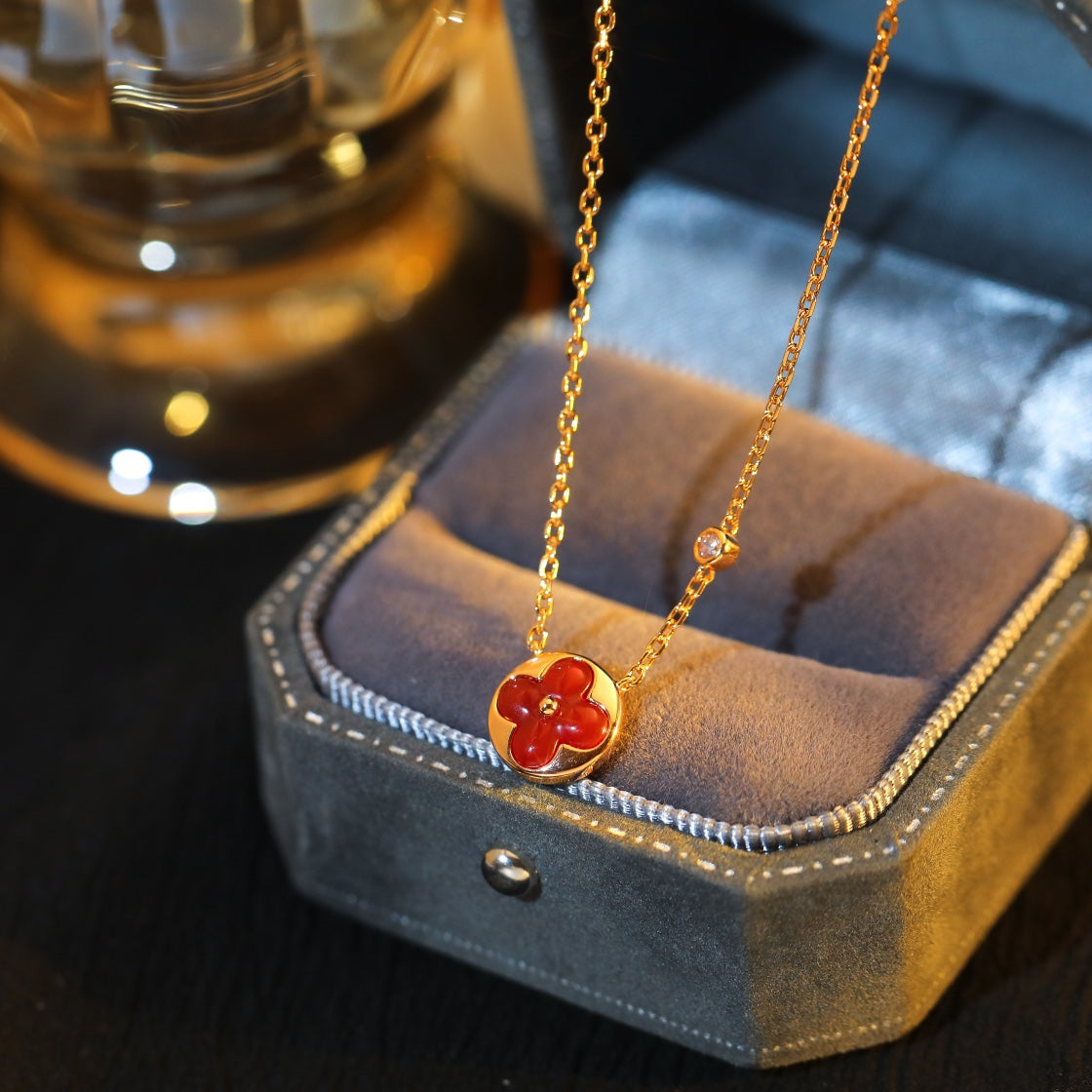 ¡®Lumi¡¯SUN PEDANT PINK GOLD 1 DIAMOND NECKLACE
