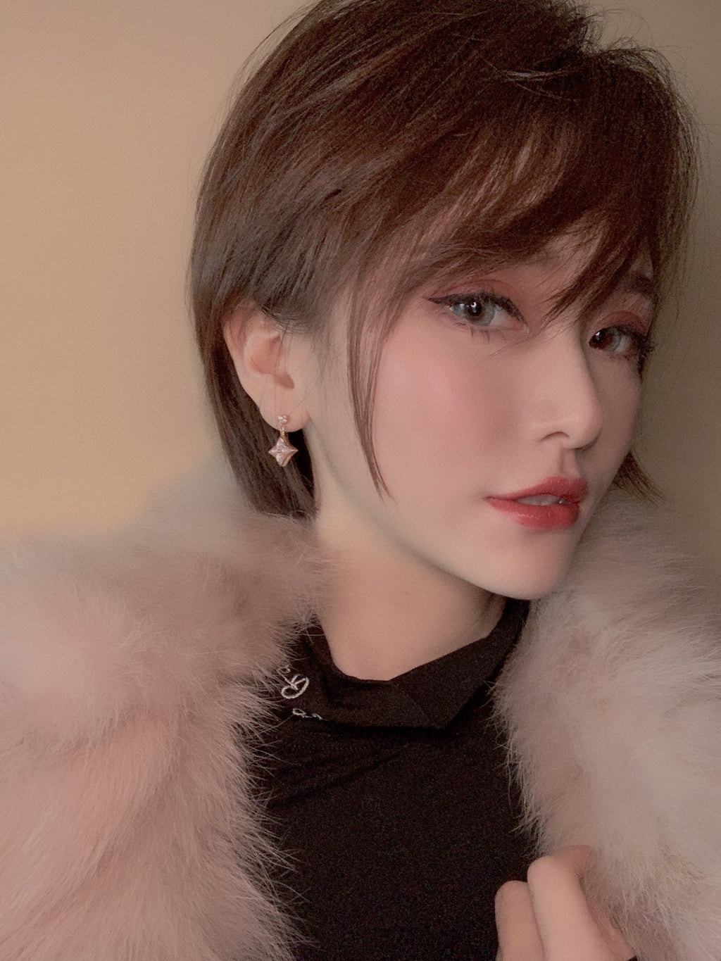 ¡®Lumi¡¯DOUBLE STAR PINK GOLD MOP DROP EARRINGS