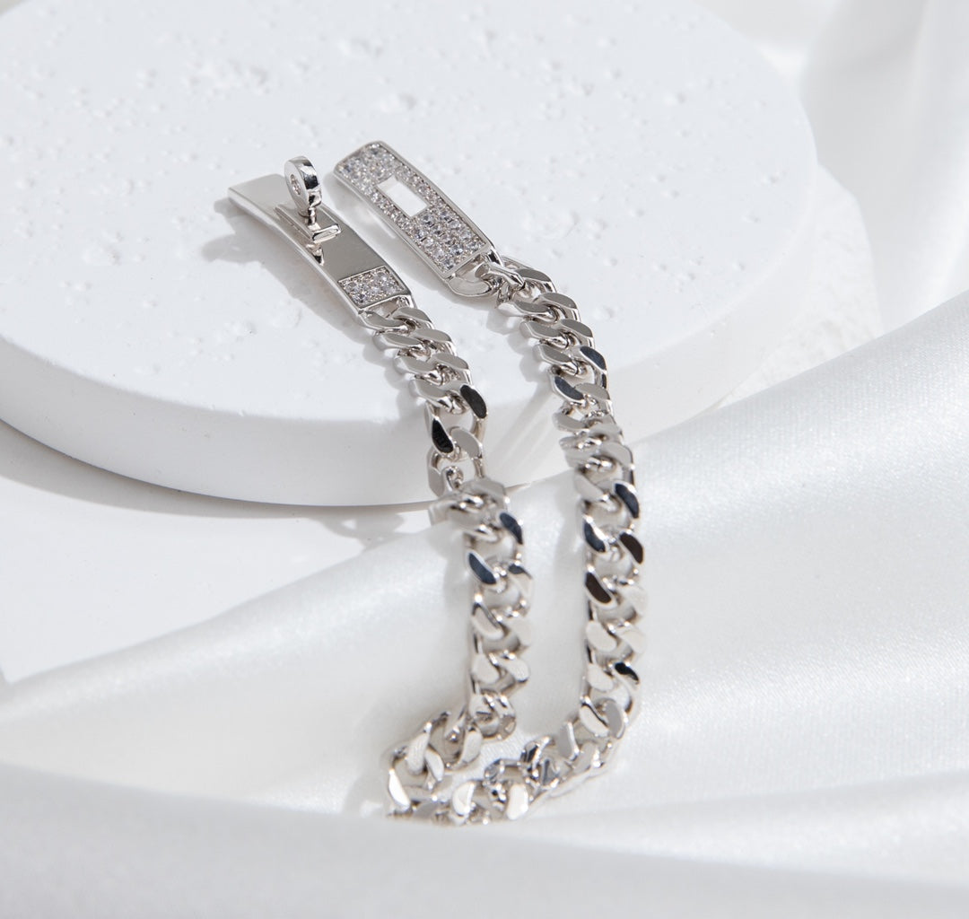 ¡®Lumi¡¯KELLY CHAIN SILVER DIAMOND BRACELET