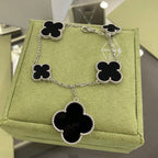 ¡®Lumi¡¯CLOVER 5 MOTIFS SIVLER ONYX BRACELET