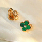 ¡®Lumi¡¯CLOVER MEDIUM 1 MOTIFS MALACHITE DIAMOND EARRINGS