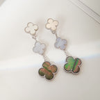 ¡®Lumi¡¯CLOVER 3 MOTIFS CHALCEDONY DARK MOP SILVER EARRINGS