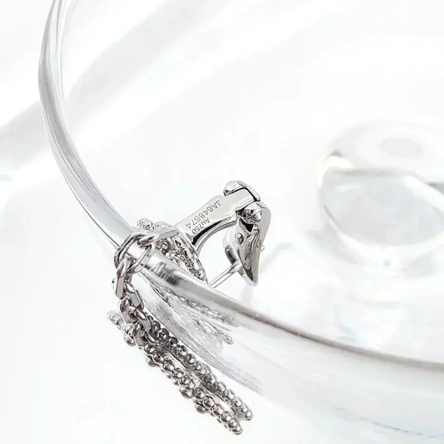 ¡®Lumi¡¯CLOVER 2 MOTIFS  DIAMOND ONYX EARRINGS SILVER