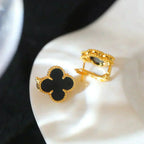 ¡®Lumi¡¯CLOVER MEDIUM 1 MOTIFS  ONYX STUD EARRINGS