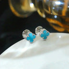 ¡®Lumi¡¯CLOVER MINI 9.5MM ONYX STUD EARRINGS SILVER