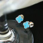 ¡®Lumi¡¯CLOVER MINI 9.5MM ONYX STUD EARRINGS SILVER