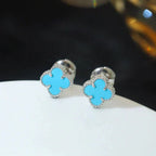 ¡®Lumi¡¯CLOVER MINI 9.5MM ONYX STUD EARRINGS SILVER