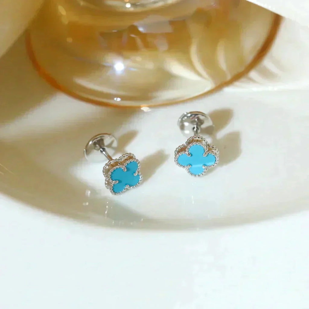 ¡®Lumi¡¯CLOVER MINI 9.5MM ONYX STUD EARRINGS SILVER
