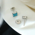 ¡®Lumi¡¯CLOVER MINI 9.5MM ONYX STUD EARRINGS SILVER