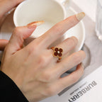 ¡®Lumi¡¯CLOVER CARNELIAN RING ROSE GOLD DIAMOND