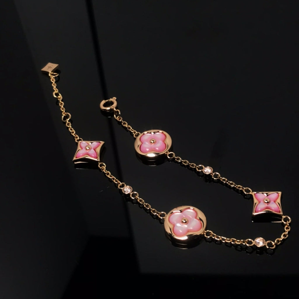 ¡®Lumi¡¯STAR AND SUN 4 MOTIF PINK MOP PINK GOLD BRACELET