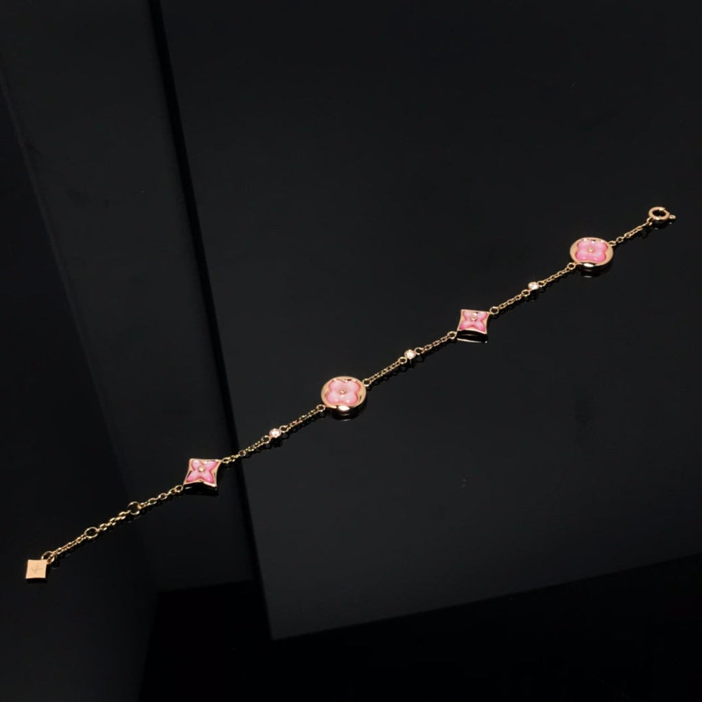 ¡®Lumi¡¯STAR AND SUN 4 MOTIF PINK MOP PINK GOLD BRACELET