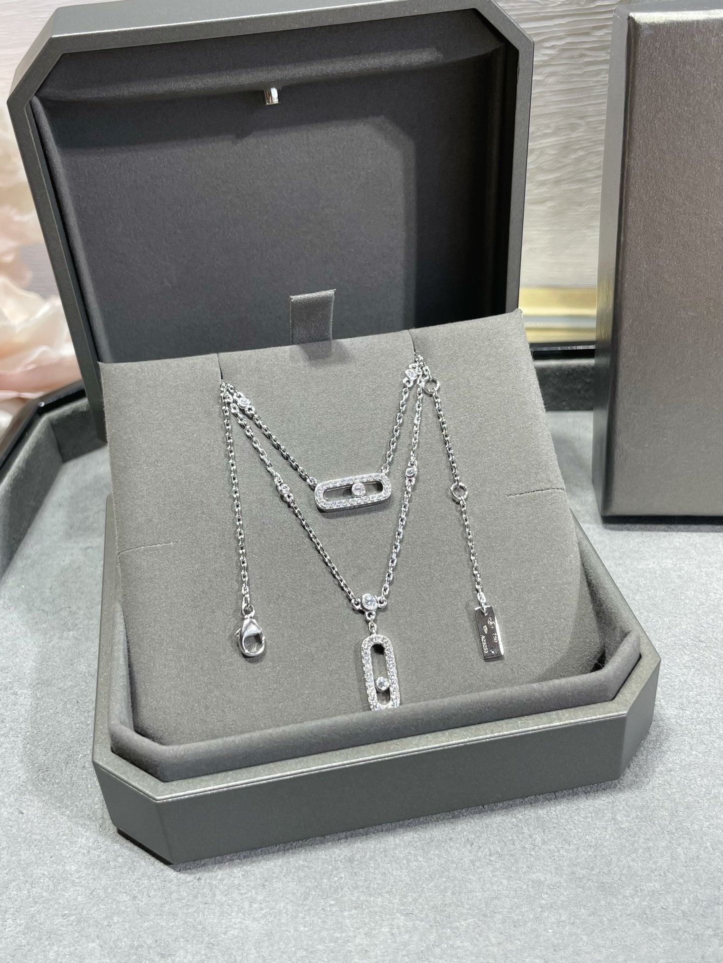 [Imperial Jewelrys]MOVE 2 ROW DIAMOND NECKLACE