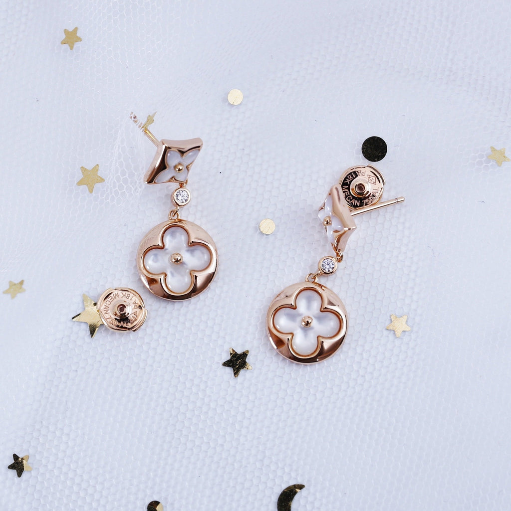 ¡®Lumi¡¯STAR AND SUN PINK GOLD MOP DROP EARRINGS