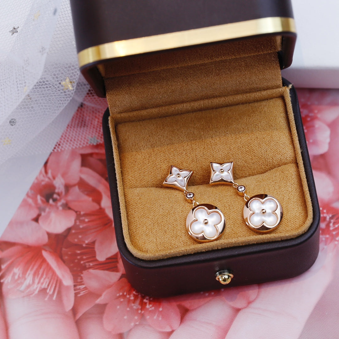 ¡®Lumi¡¯STAR AND SUN PINK GOLD MOP DROP EARRINGS