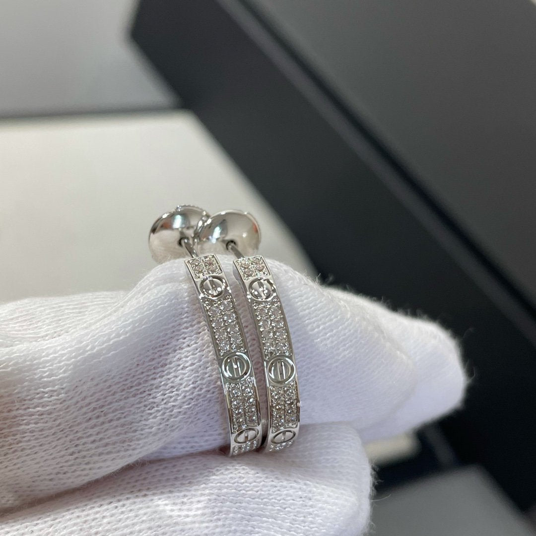 ¡®Lumi¡¯LOVE DIAMOND SILVER HOOP EARRINGS