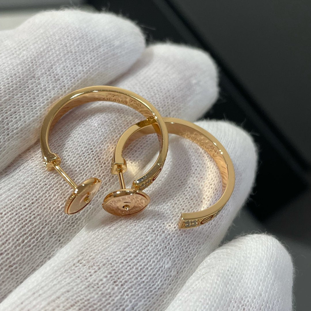 ¡®Lumi¡¯LOVE DIAMOND PINK GOLD HOOP EARRINGS