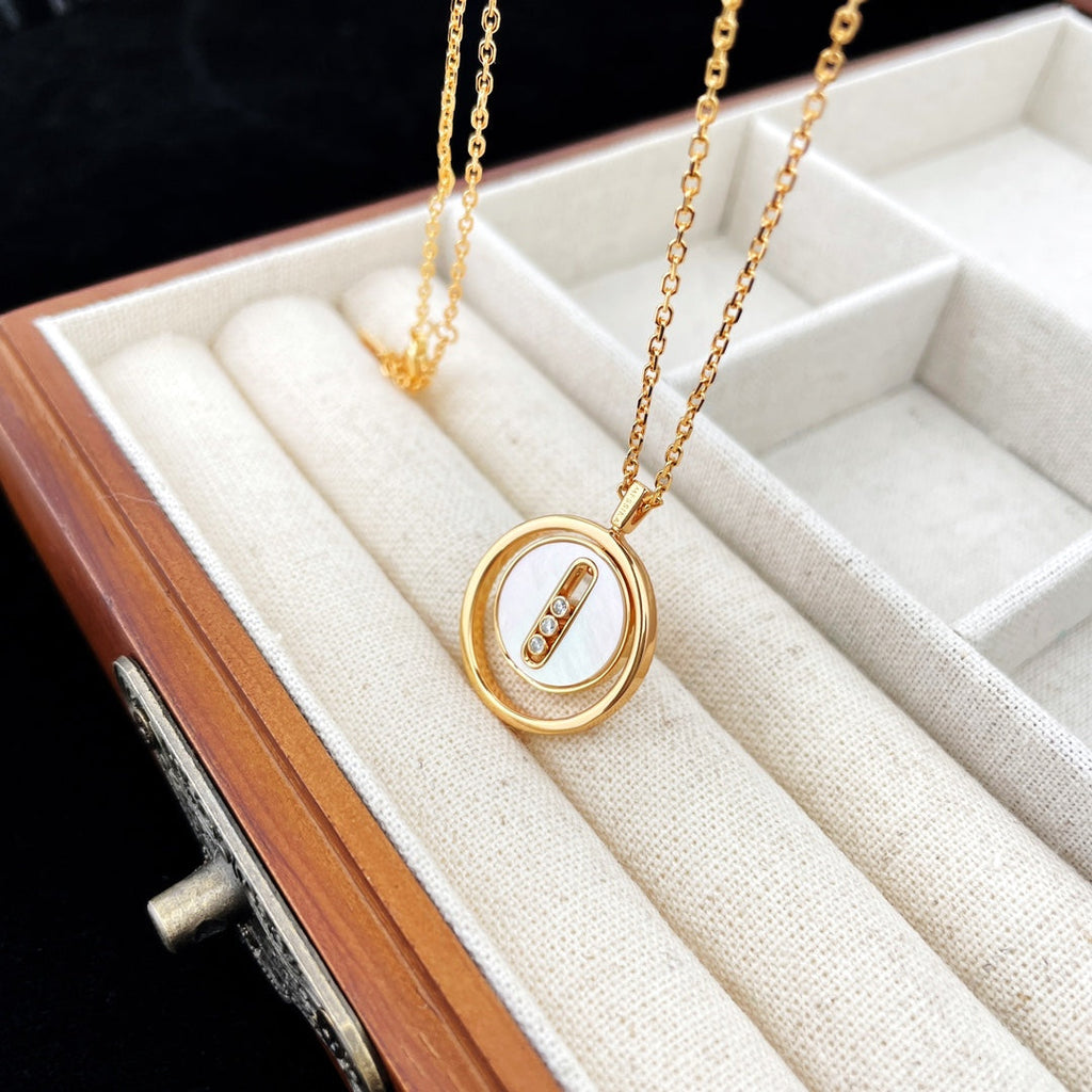 [Imperial Jewelrys]LUCKY MOVE MOP PINK GOLD NECKLACE