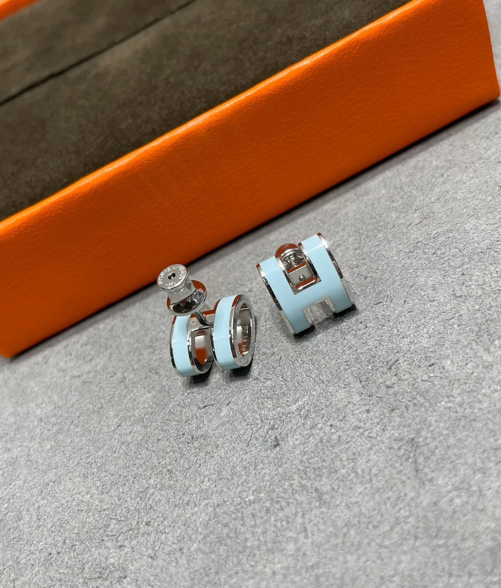 ¡®Lumi¡¯POP H SKY BLUE STUD EARRINGS