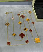 ¡®Lumi¡¯CLOVER 16 MOTIF CARNELIAN TIGER EYE ROSE GOLD NECKLACE