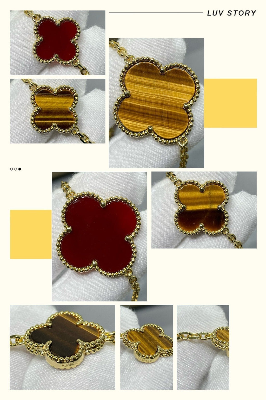 ¡®Lumi¡¯CLOVER 16 MOTIF CARNELIAN TIGER EYE ROSE GOLD NECKLACE