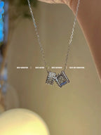 ¡®Lumi¡¯PERLEE DOUBLE PENDANT SILVER DIAMOND NECKLACE