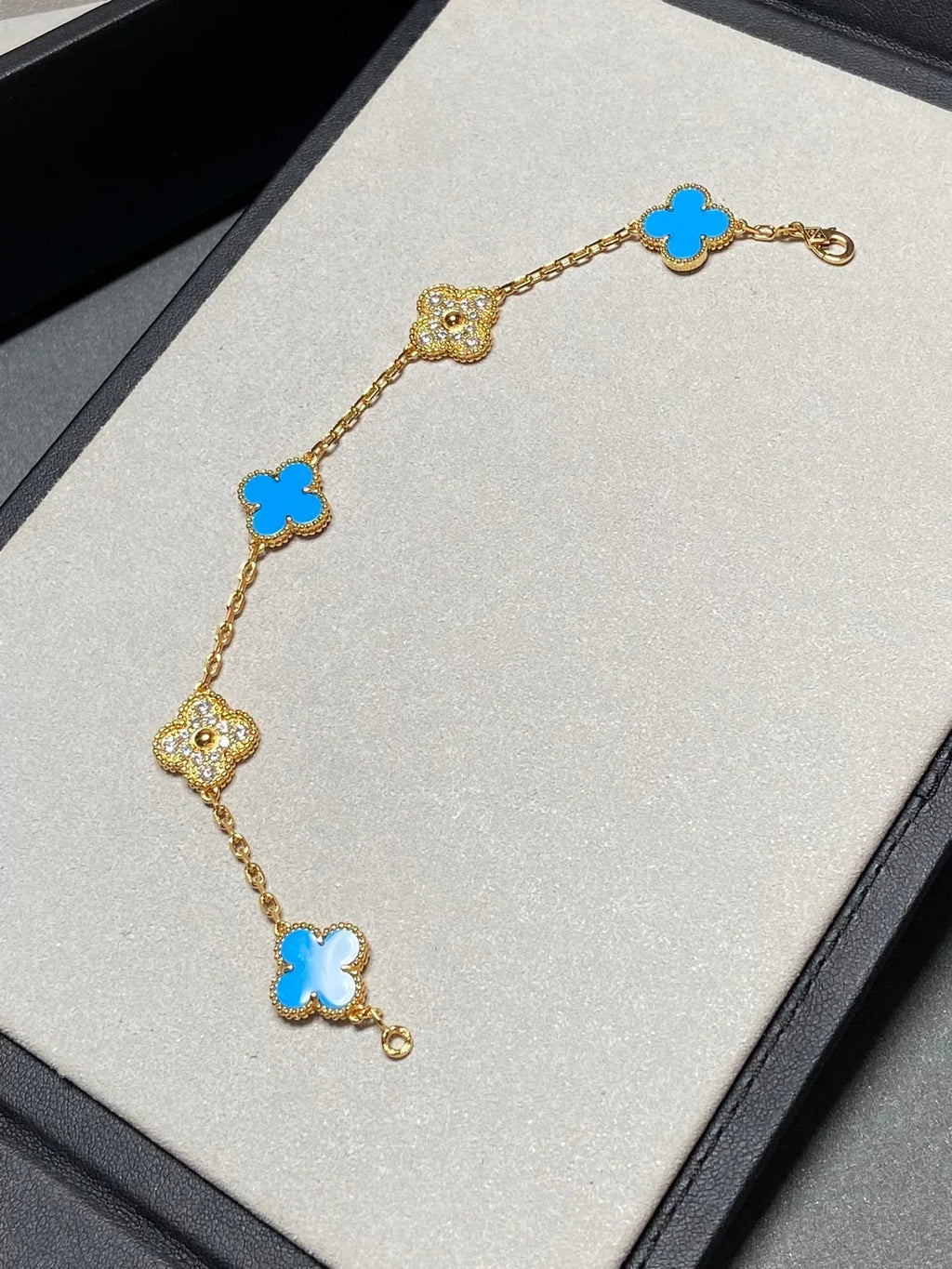 [Lumi]New  CLOVER 5 MOTIF BLUE AGATE BRACELET COLLECTION