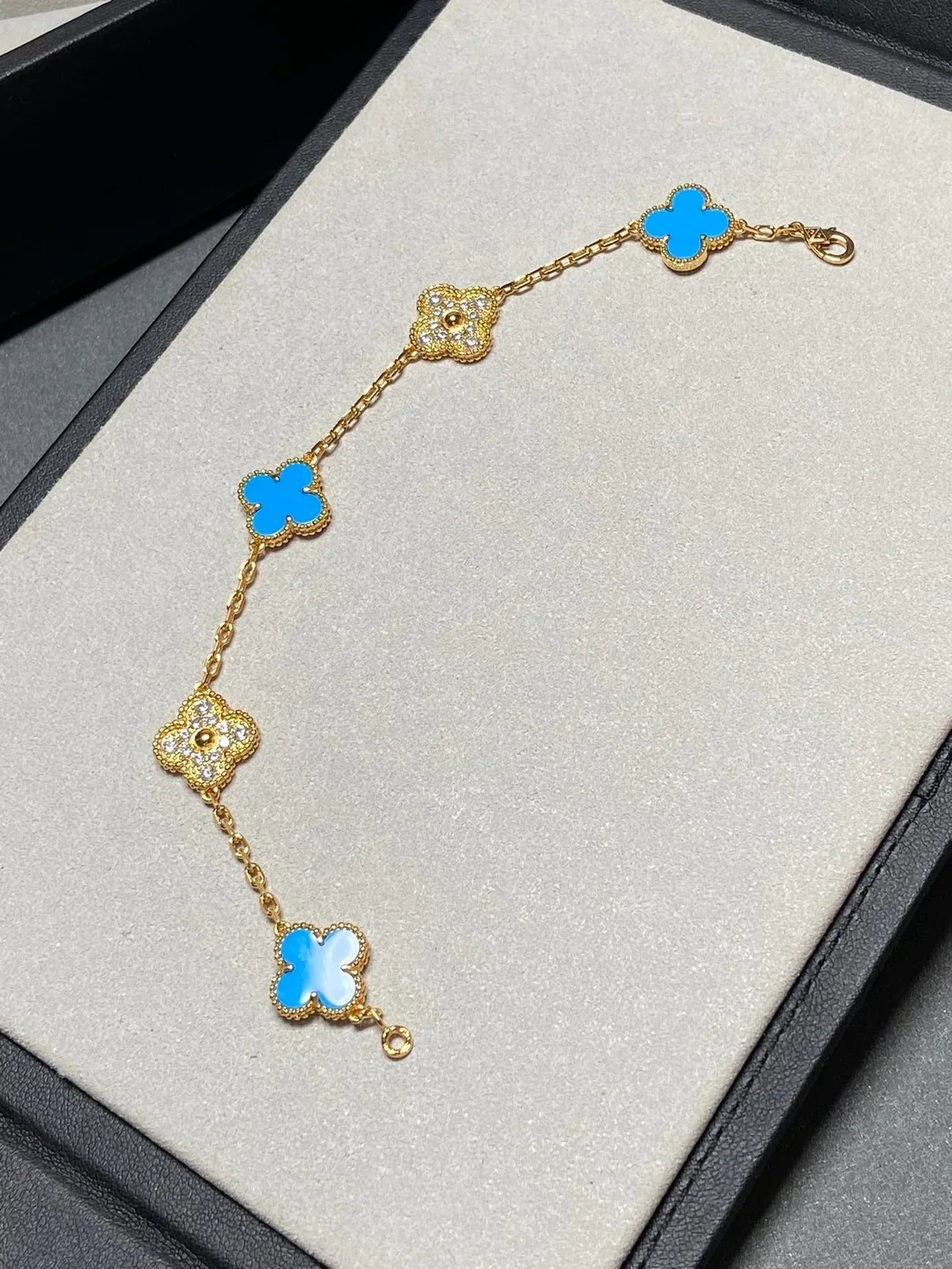 [Lumi]New  CLOVER 5 MOTIF BLUE AGATE BRACELET COLLECTION
