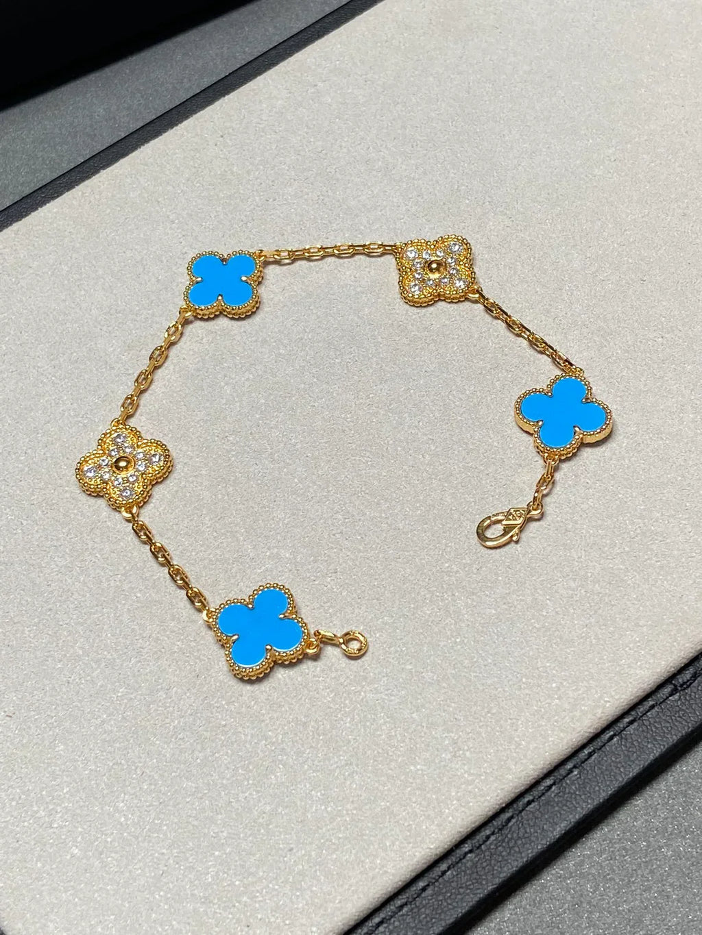 [Lumi]New  CLOVER 5 MOTIF BLUE AGATE BRACELET COLLECTION