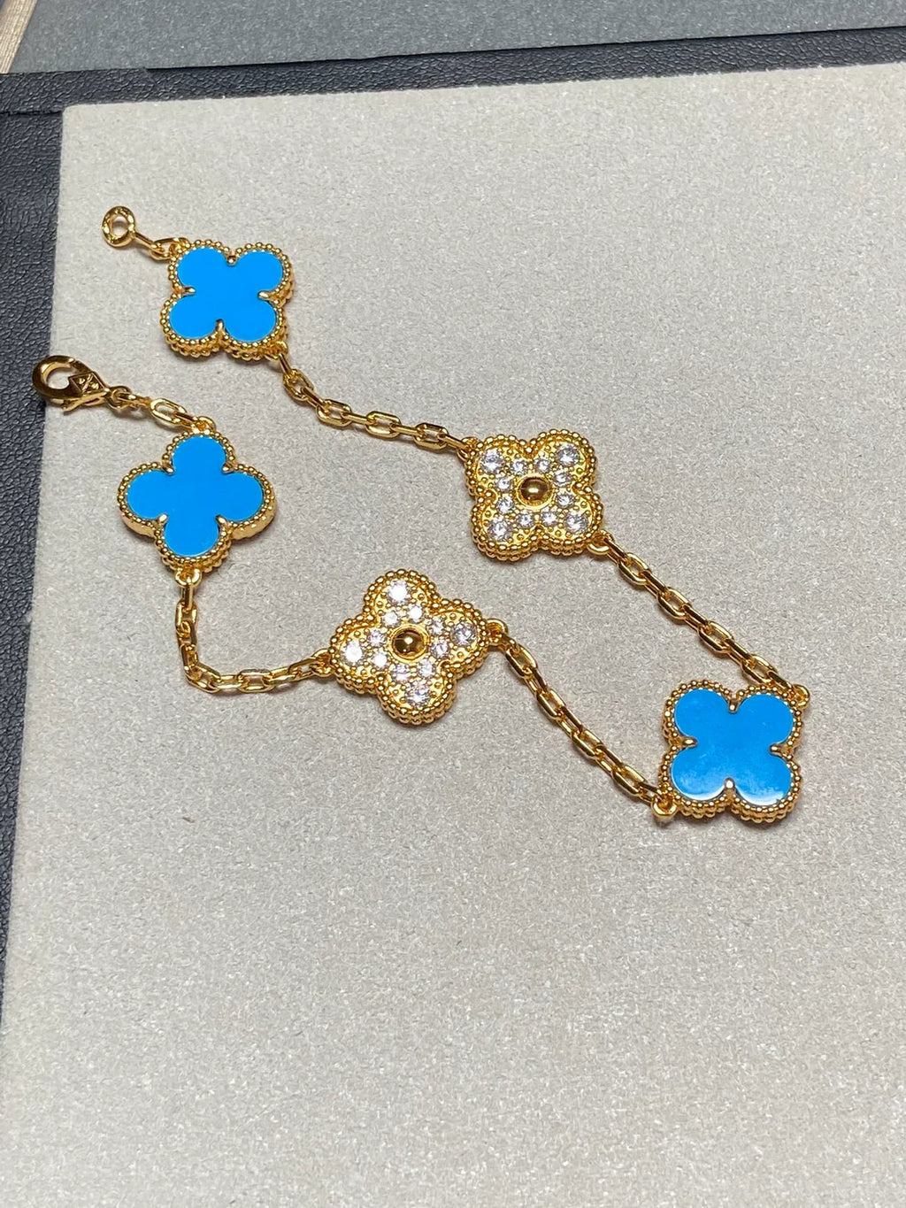 [Lumi jewelry] CLOVER 5 MOTIF BLUE AGATE BRACELET COLLECTION