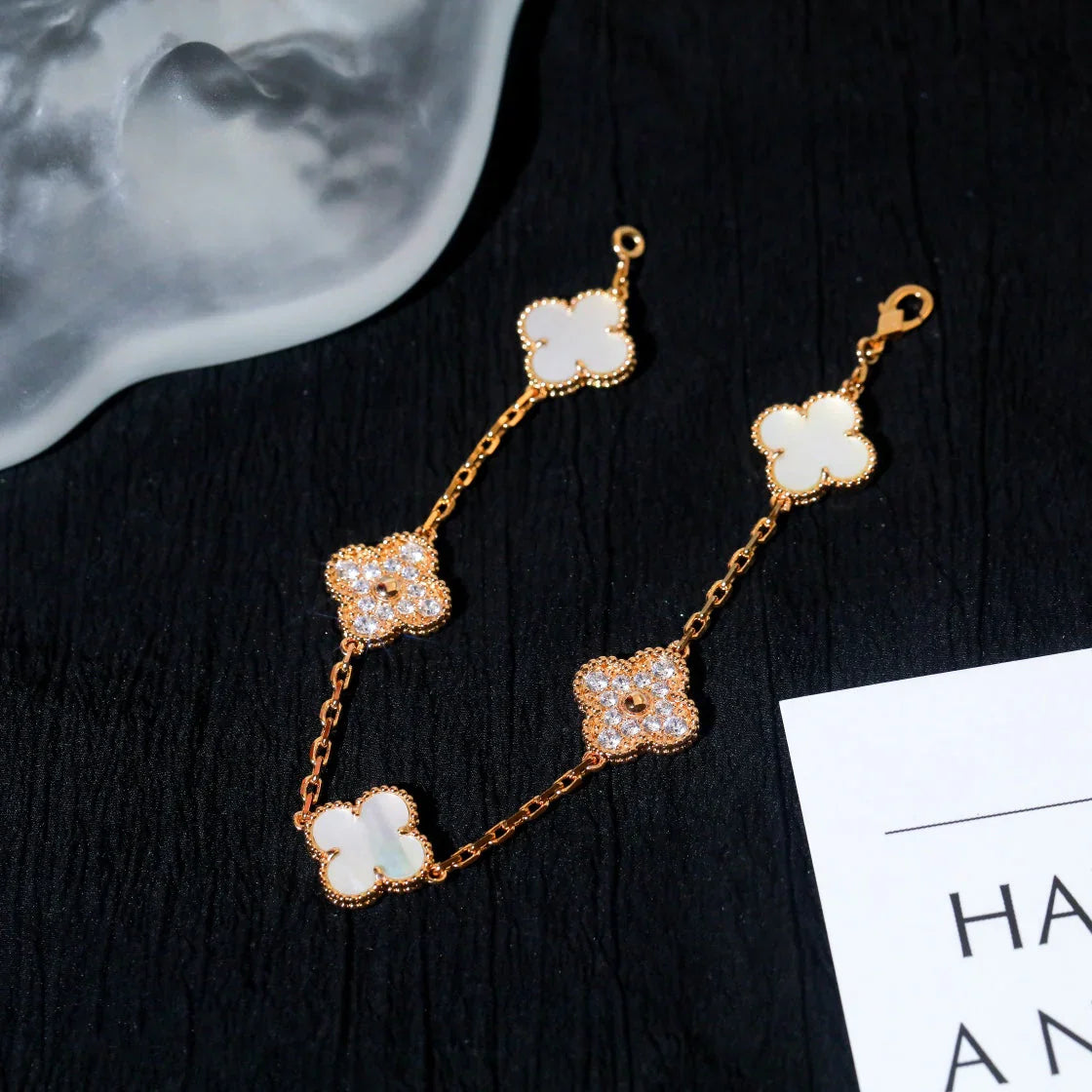 [Lumi]New CLOVER WHITE PEARL MOP 5 MOTIF BRACELET COLLECTION