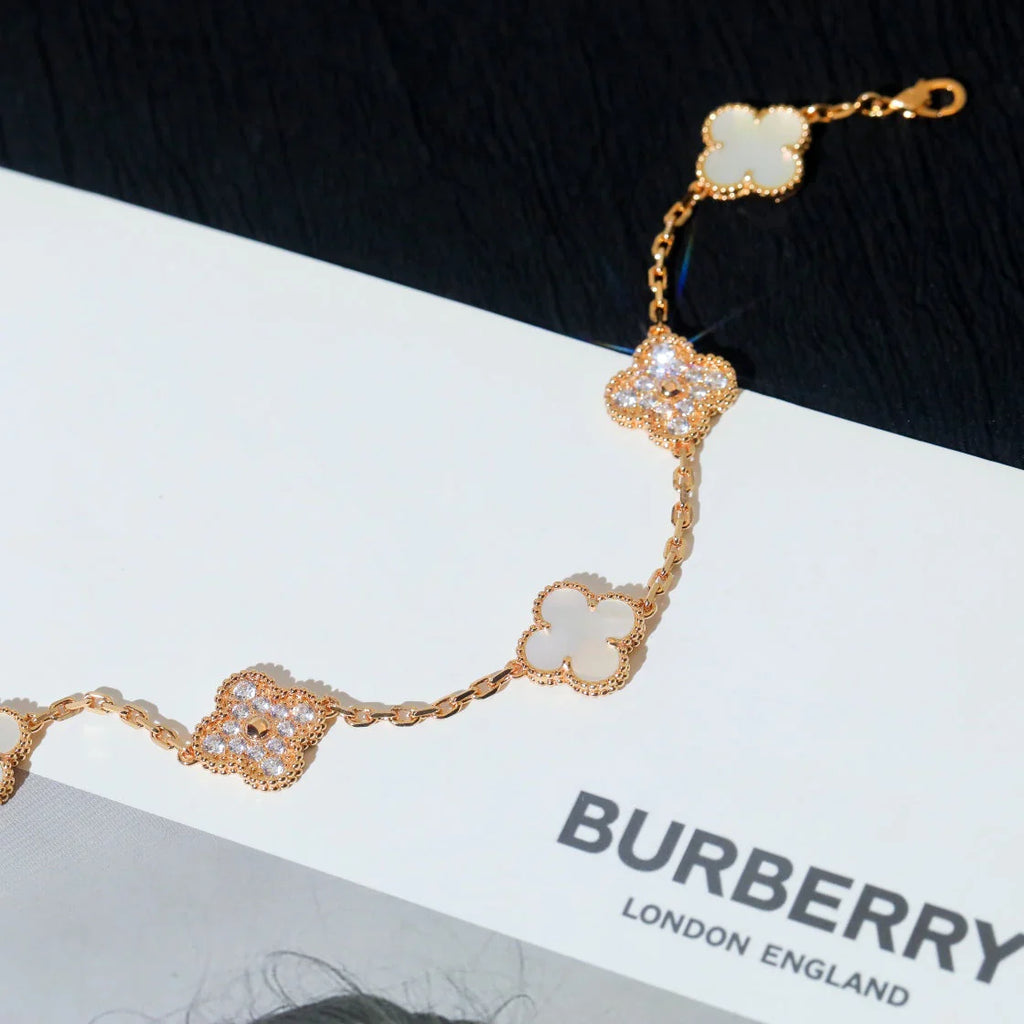 [Lumi jewelry]CLOVER WHITE PEARL MOP 5 MOTIF BRACELET COLLECTION