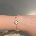 ¡®Lumi¡¯STAR AND SUN 4 MOTIF WHITE MOP PINK GOLD BRACELET