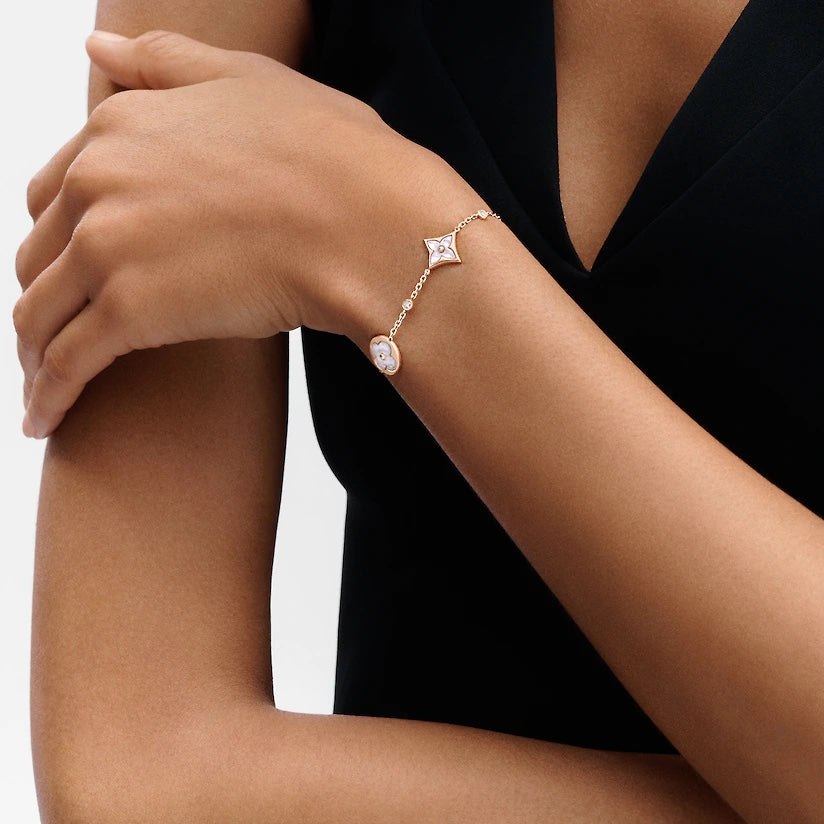 ¡®Lumi¡¯STAR AND SUN 4 MOTIF WHITE MOP PINK GOLD BRACELET