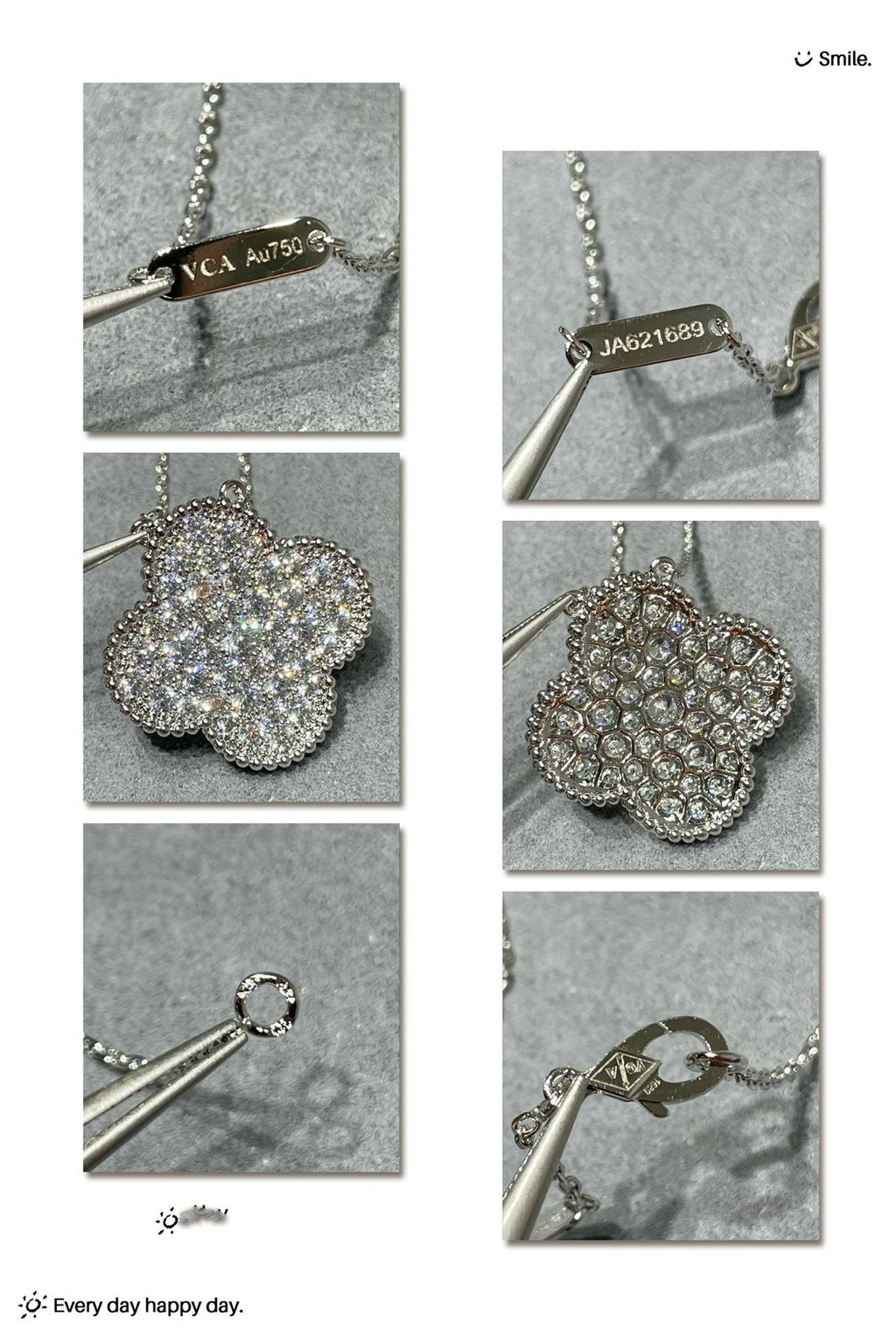 ¡®Lumi¡¯CLOVER 25MM LARGE PENDANT DIAMOND PAVED SILVER NECKLACE
