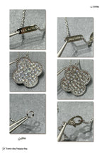 ¡®Lumi¡¯CLOVER 25MM LARGE PENDANT DIAMOND PAVED SILVER NECKLACE