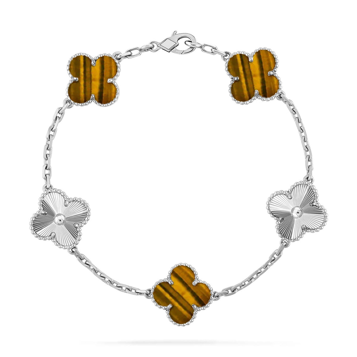 [Lumi jewelry] CLOVER 5 MOTIFS TIGER EYE BRACELET COLLECTION