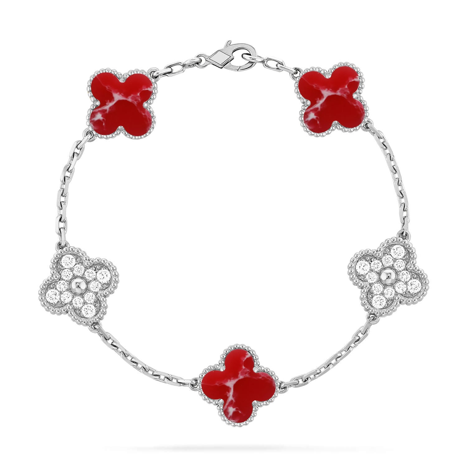 [Lumi jewelry]CLOVER 5 MOTIF RED PATTERN BRACELET COLLECTION