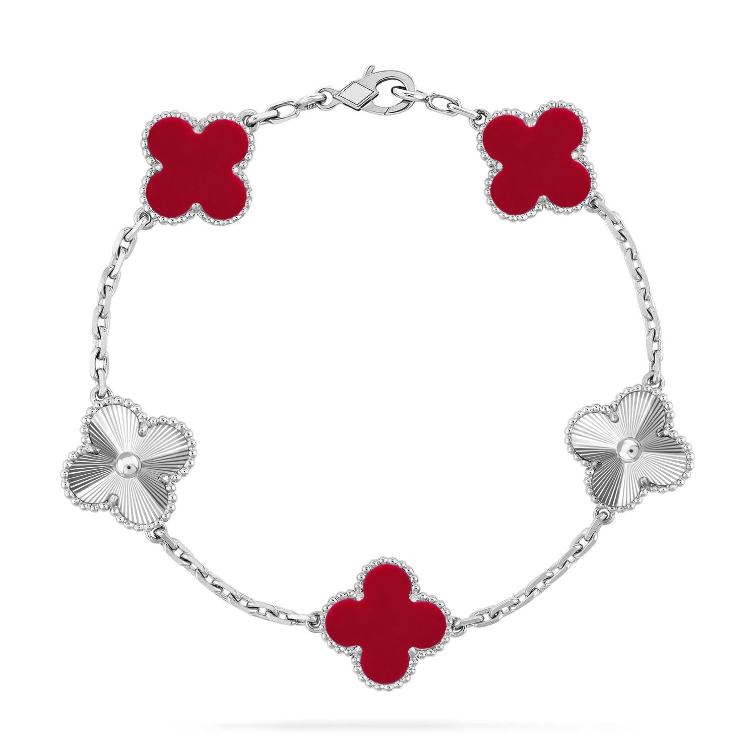 [Lumi]New  CLOVER 5 MOTIF RED CORNELIAN BRACELET COLLECTION