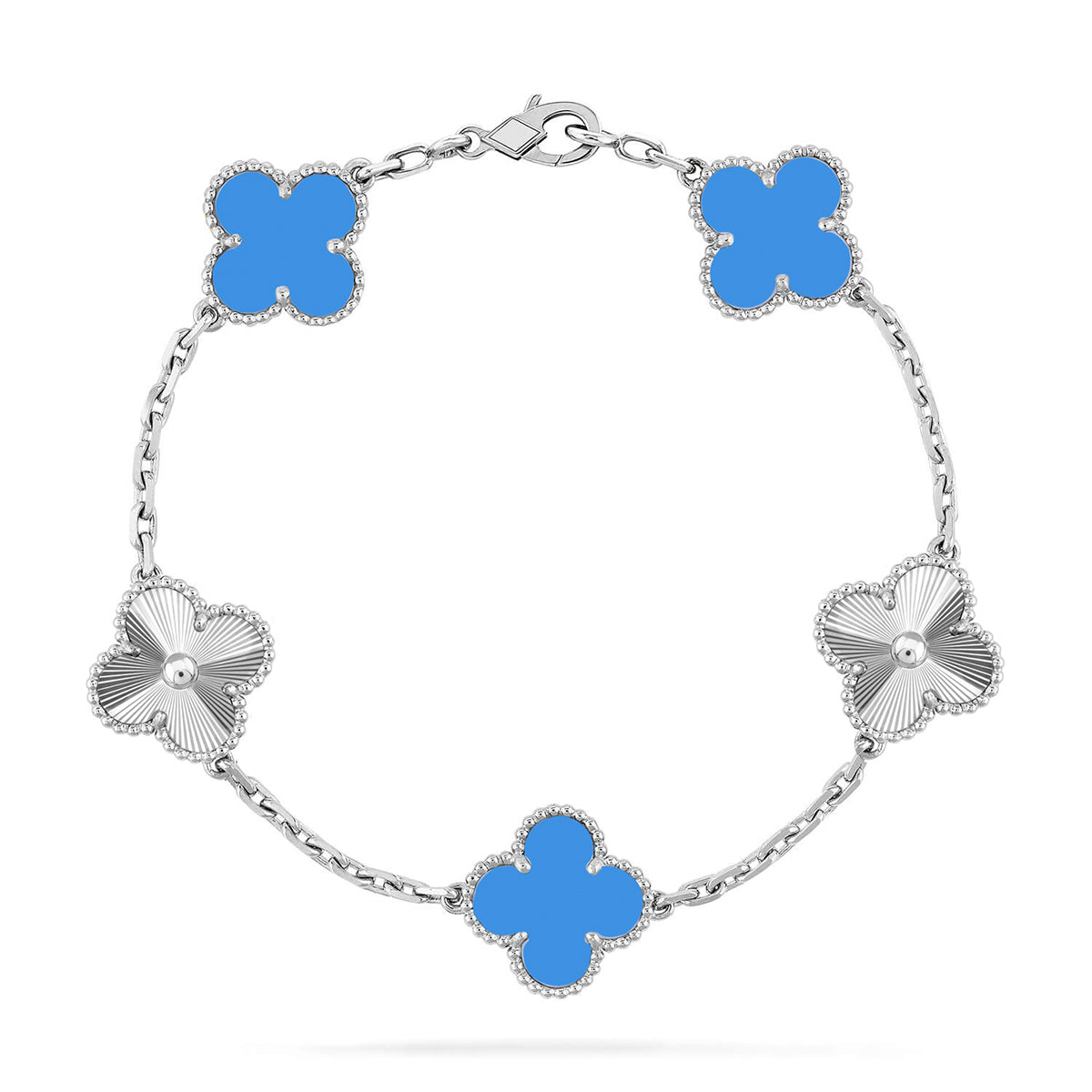 [Lumi jewelry] CLOVER 5 MOTIF BLUE AGATE BRACELET COLLECTION