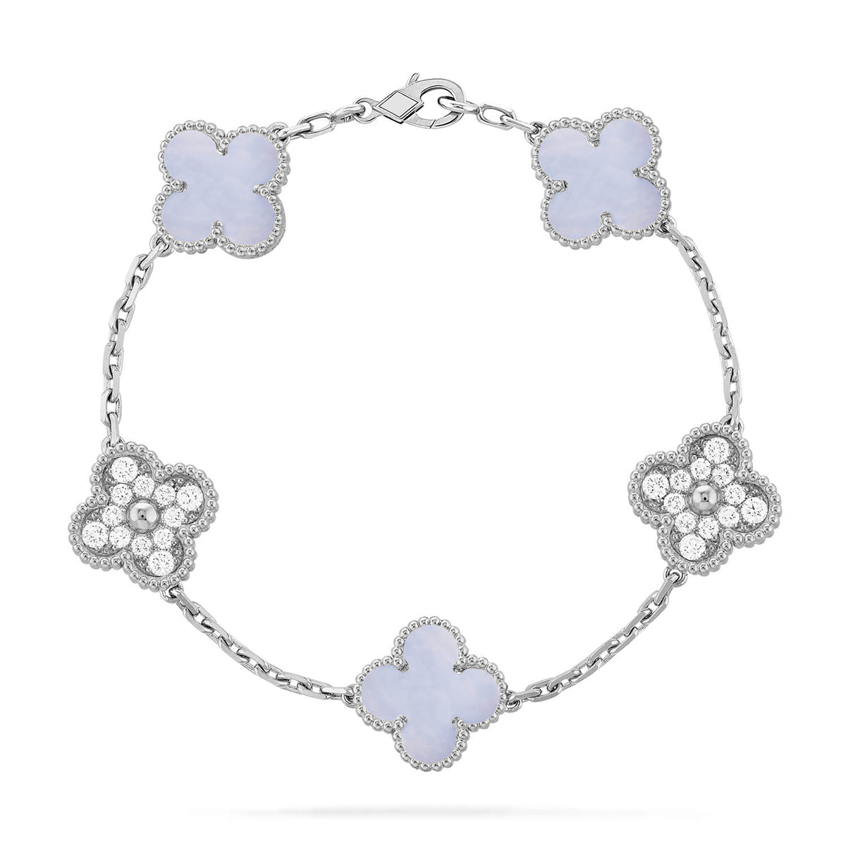 [Lumi jewelry] CLOVER 5 MOTIF PURPLE CHALCEDONY BRACELET COLLECTION