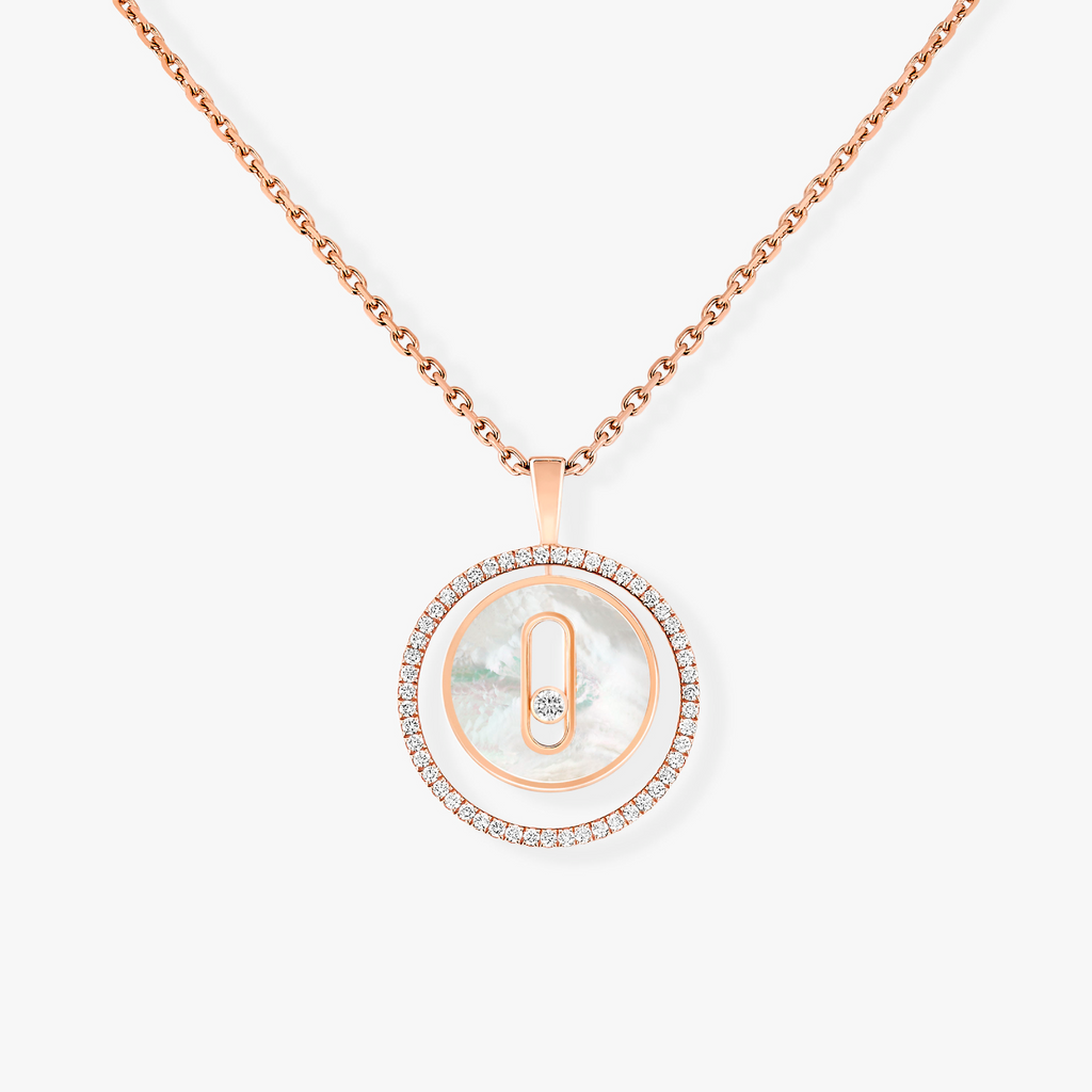 [Imperial Jewelrys]LUCKY MOVE 1 DIAMOND WHITE MOTHER OF PEARL PINK GOLD DIAMOND NECKLACE