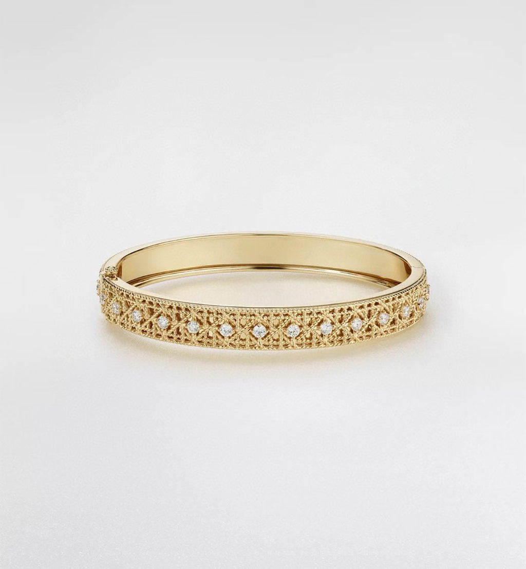 [Lumi Jewelry]2026 WOVEN-PATTERN BRACELET SET WITH FULL DIAMOND INLAY THREE-COLORS