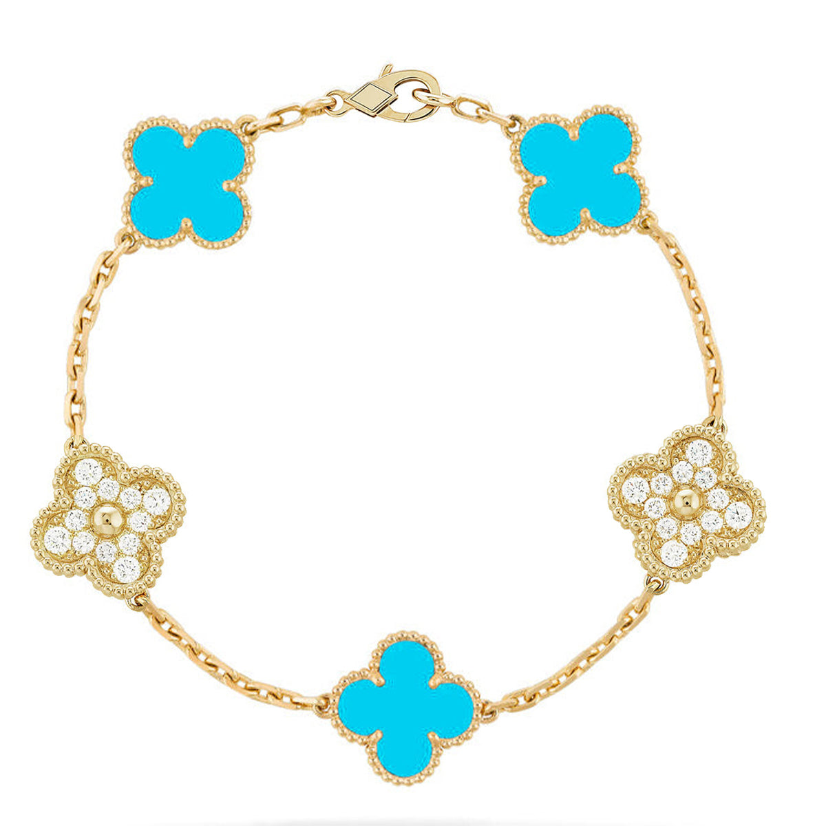[Lumi jewelry] CLOVER 5 MOTIF TURQUOISE BRACELET COLLECTION