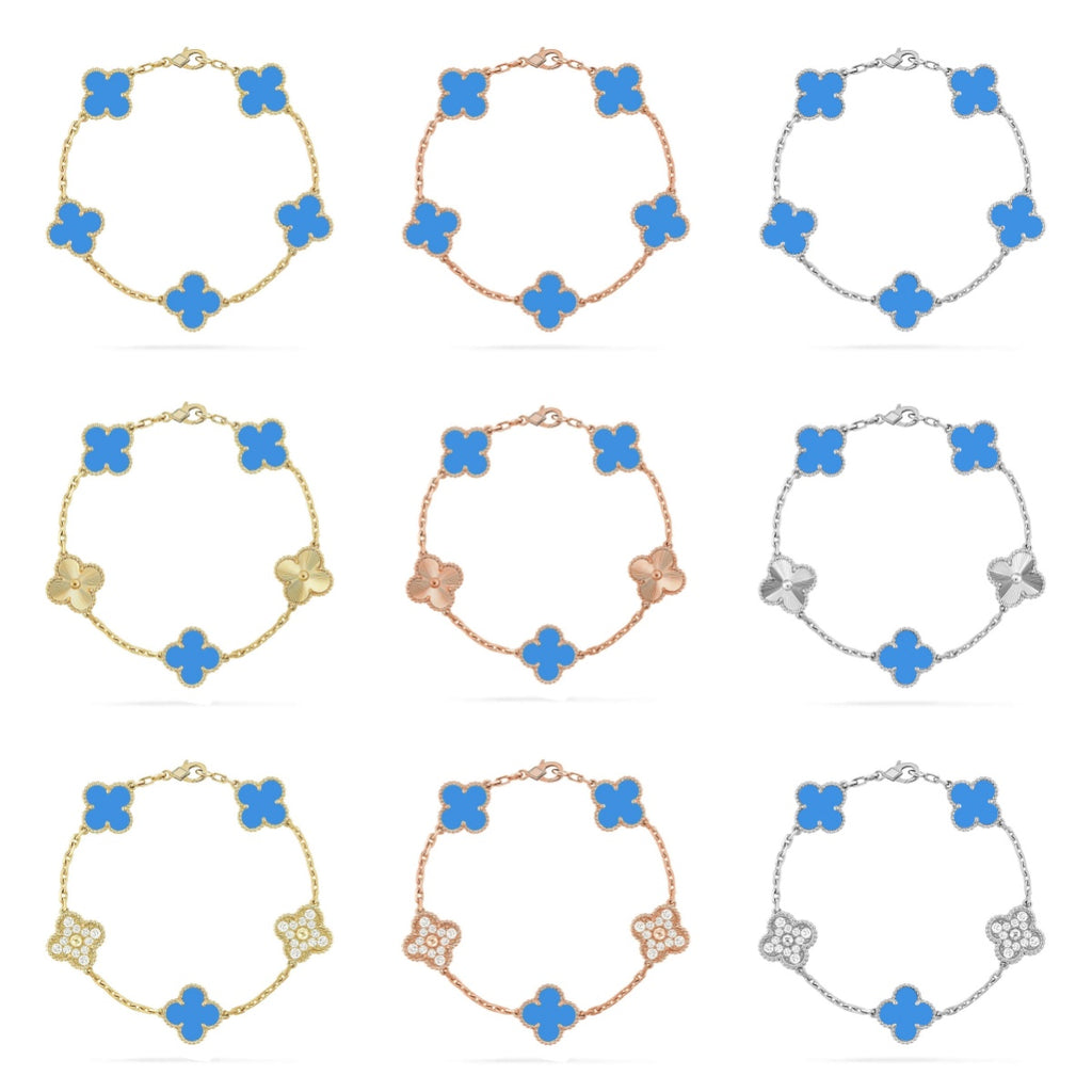 [Lumi jewelry] CLOVER 5 MOTIF BLUE AGATE BRACELET COLLECTION