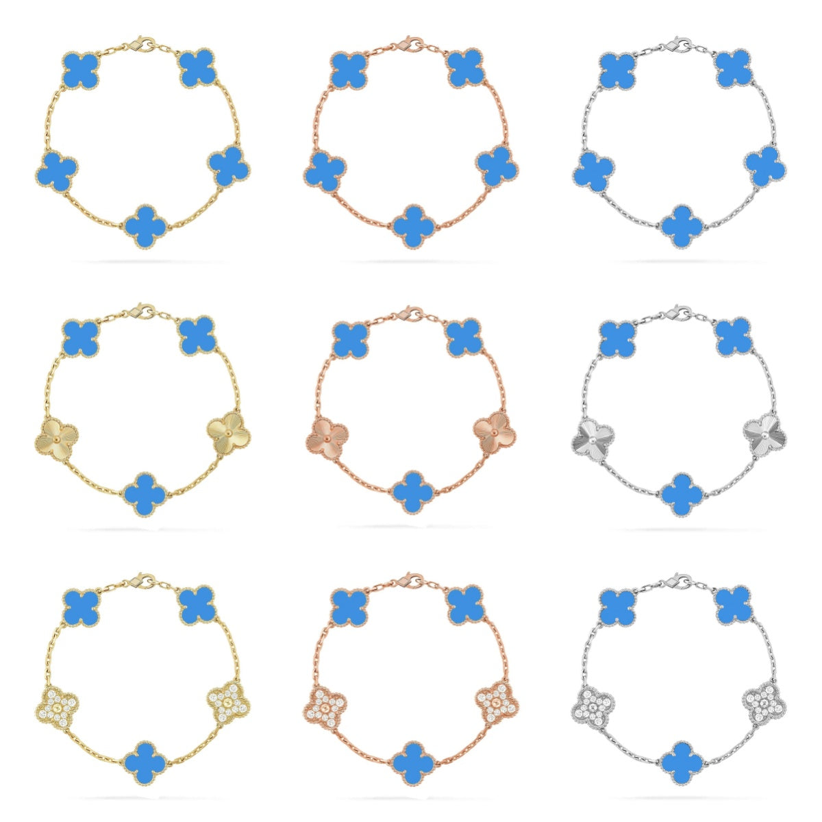 [Lumi jewelry] CLOVER 5 MOTIF BLUE AGATE BRACELET COLLECTION