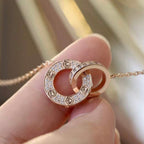 ¡®Lumi¡¯LOVE 7.6MM NECKLACE ROSE GOLD AND SILVER  FULL DIAMOND