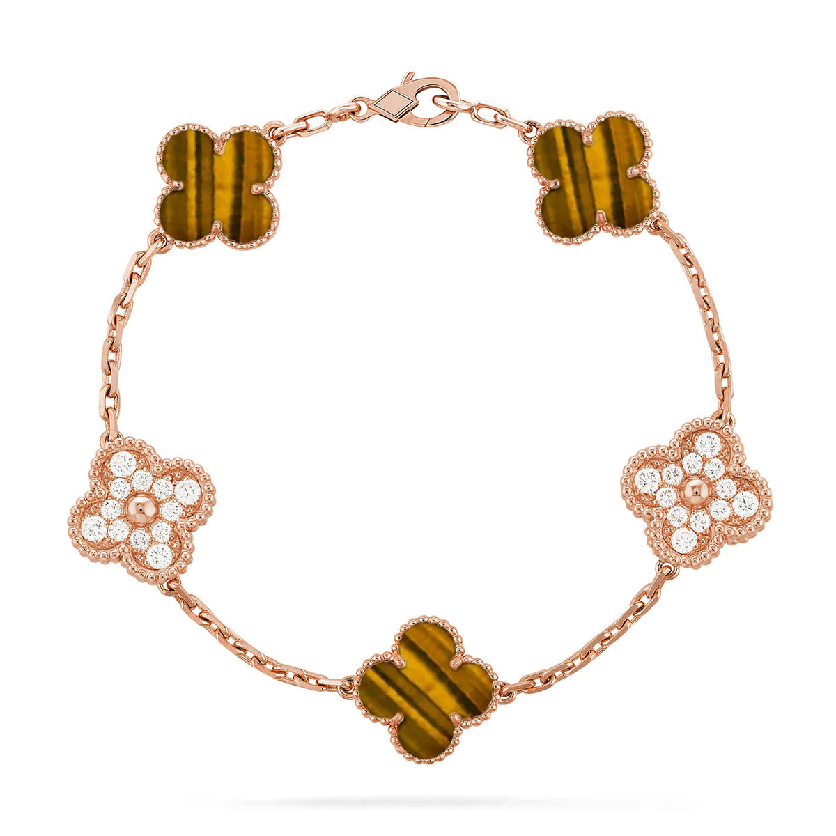 [Lumi]New  CLOVER 5 MOTIFS TIGER EYE BRACELET COLLECTION