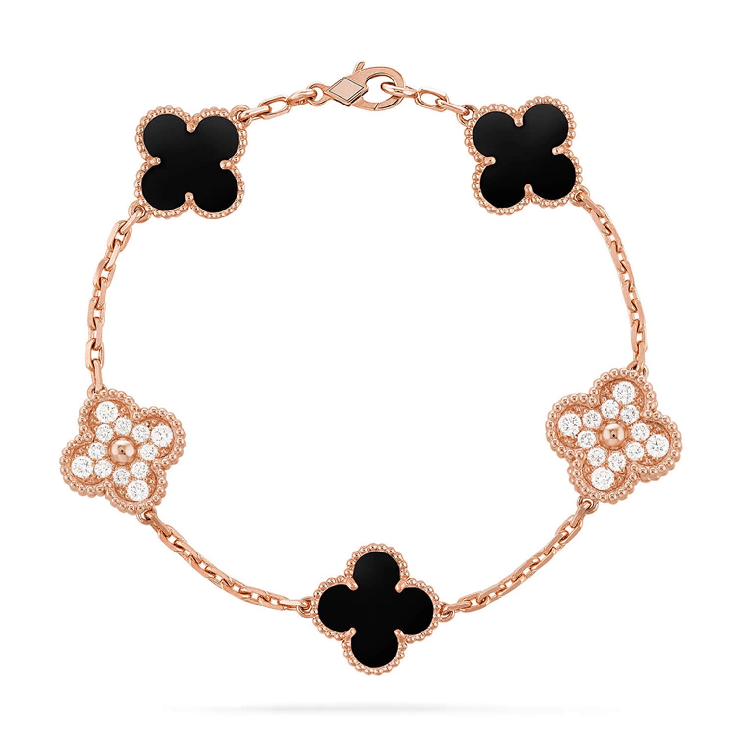 [Lumi jewelry] CLOVER 5 MOTIF ONYXS BRACELET COLLECTION